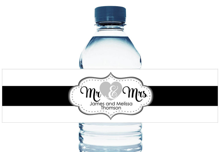 Mr and Mrs Personalized Wedding Water Bottle Labels
