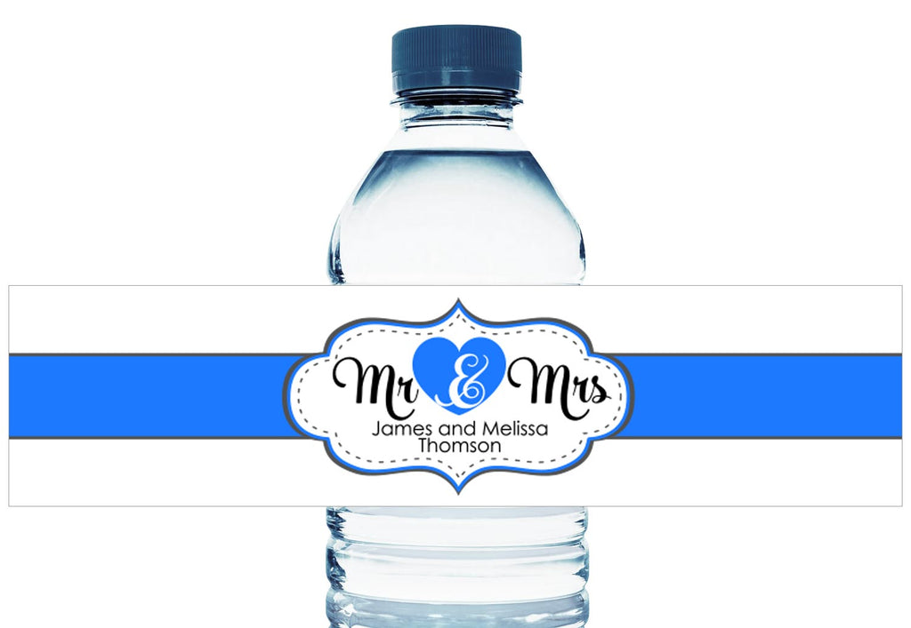 Mr and Mrs Personalized Wedding Water Bottle Labels