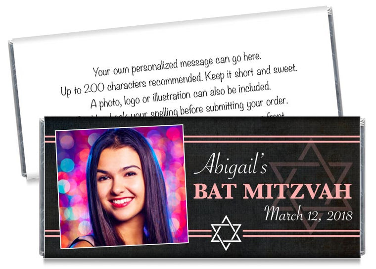 Bat Mitzvah Photo Candy Bar Wrappers