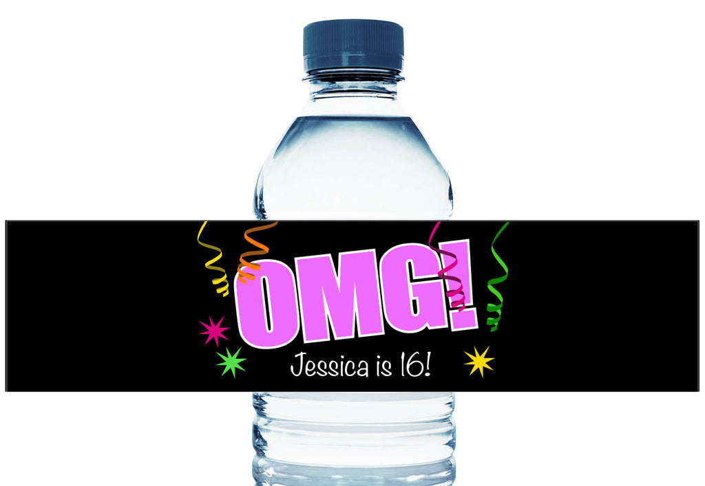 OMG! Girl Birthday Party Water Bottle Labels