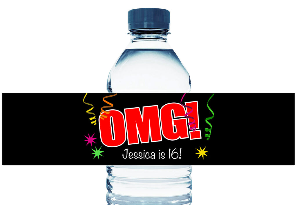 OMG! Girl Birthday Party Water Bottle Labels