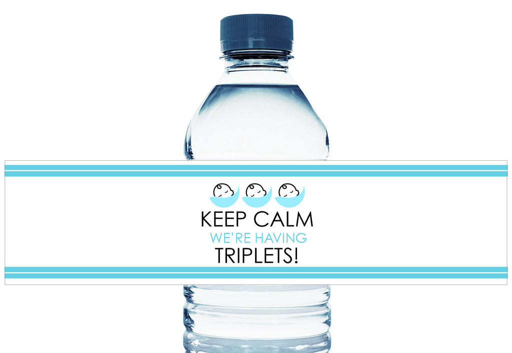 Keep Calm We're Having Triplets Water Bottle Labels