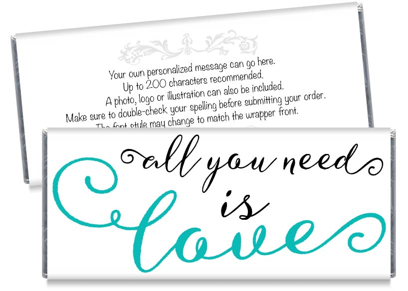 All You Need is Love Wedding Candy Bar Wrappers