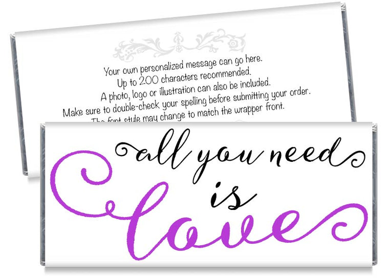 All You Need is Love Wedding Anniversary Candy Bar Wrappers