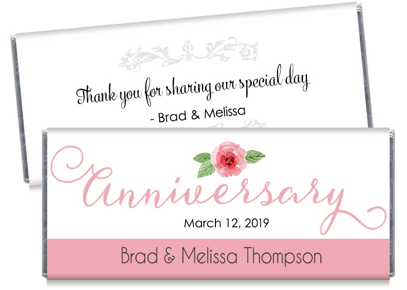 Floral Wedding Anniversary Candy Bar Wrappers