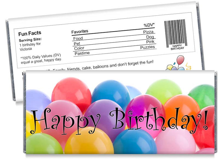 Balloons Birthday Party Candy Bar Wrappers