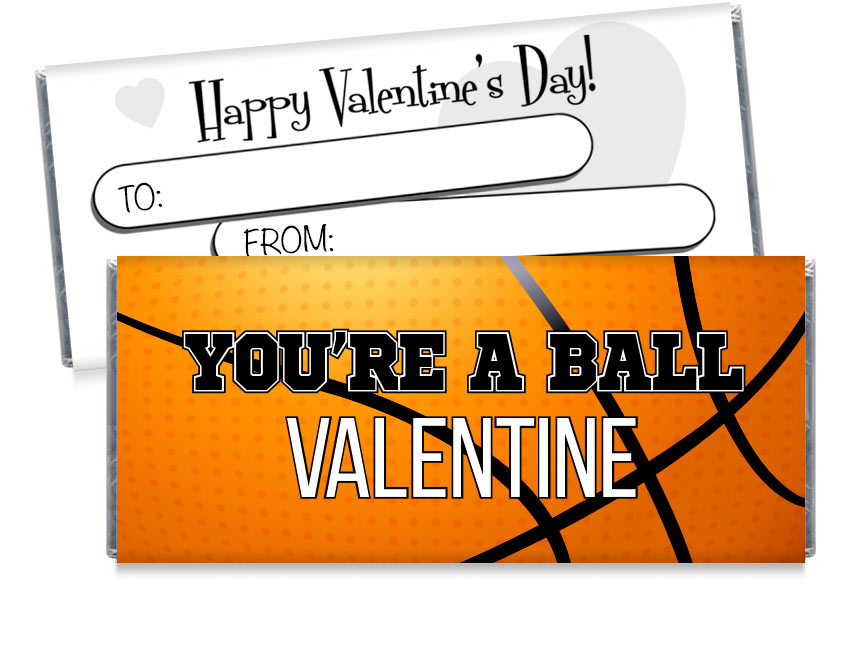 Basketball Valentine's Day Candy Bar Wrappers