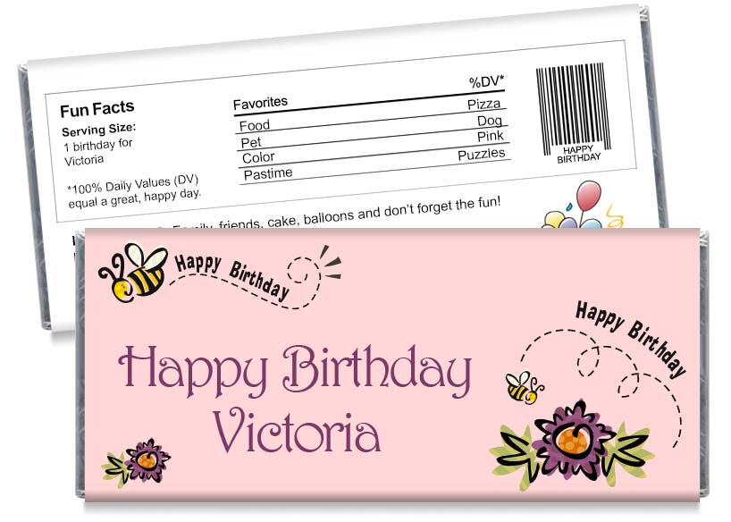 Birthday Bees Birthday Party Candy Bar Wrappers