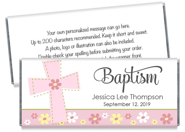 Big Cross Girl Baptism Candy Bar Wrappers