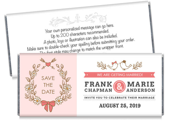 Birds Save the Date Wedding Candy Bar Wrappers