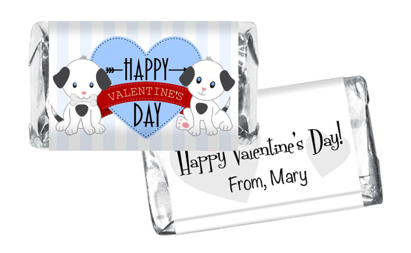 Blue Dog Stripes Valentine's Day Mini Bar Wrappers