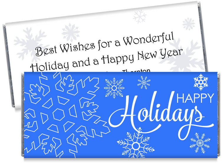 Happy Holidays Snow Flakes Candy Bar Wrappers