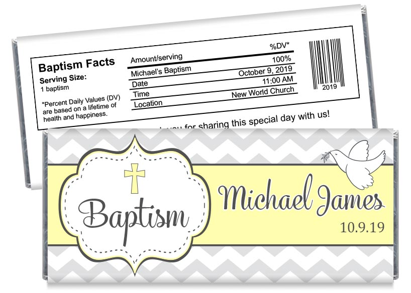 Dove Boy Baptism Candy Bar Wrappers