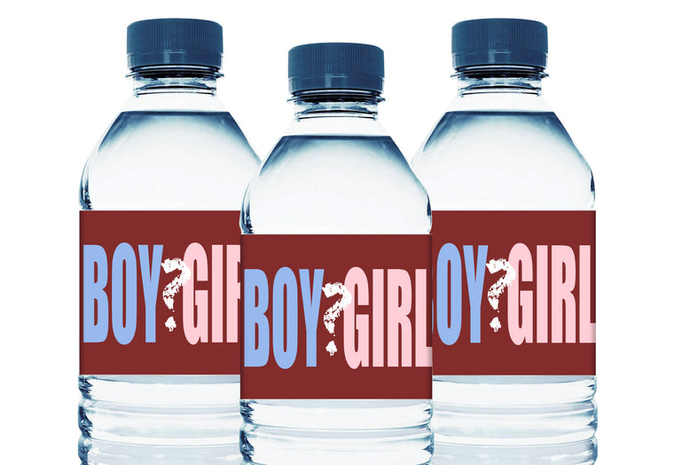 Boy or Girl? Personalized Gender Reveal Baby Shower Water Bottle Labels
