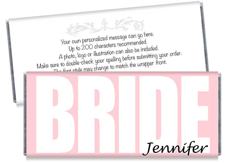BRIDE Wedding or Bridal Shower Candy Bar Wrappers