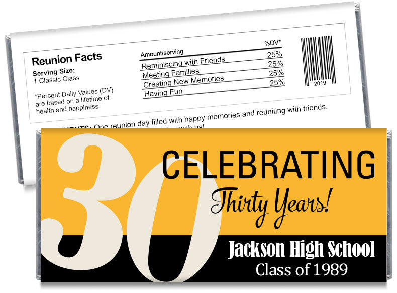 Celebrating 30, 40 50, any year, School Reunion Candy Bar Wrappers