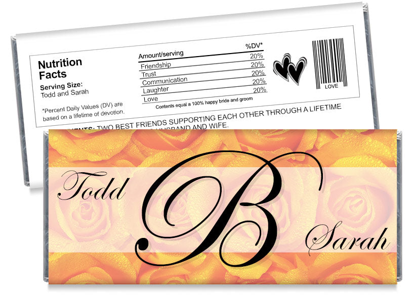 Yellow Roses Monogram Wedding Candy Bar Wrappers