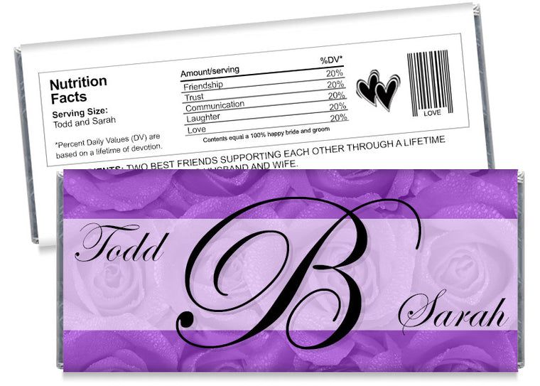 Colorful Roses Monogram Wedding Candy Bar Wrappers