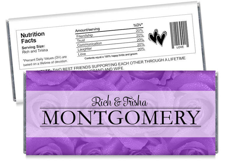 Purple Roses Wedding Candy Bar Wrappers