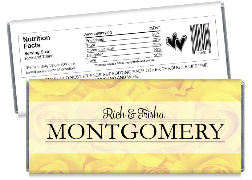 Yellow Roses Wedding Candy Bar Wrappers - CandyBarWrappers.com