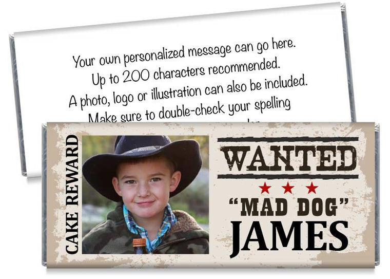 Cowboy Western Photo Boy Birthday Party Candy Bar Wrappers