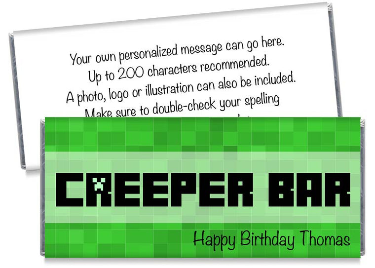 Creeper Bar Boy Birthday Party Candy Bar Wrappers