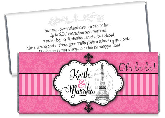 Pink Paris Wedding Candy Bar Wrappers
