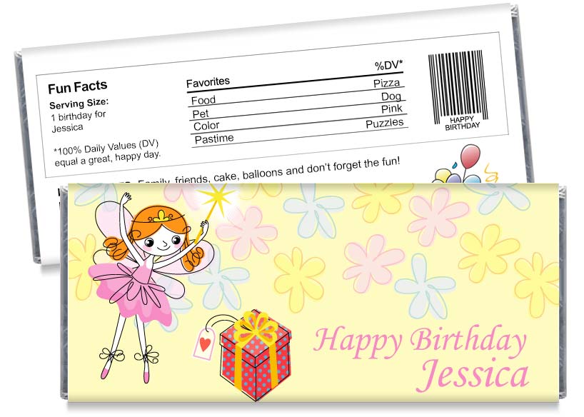 Fairy Girl Birthday Party Candy Bar Wrappers
