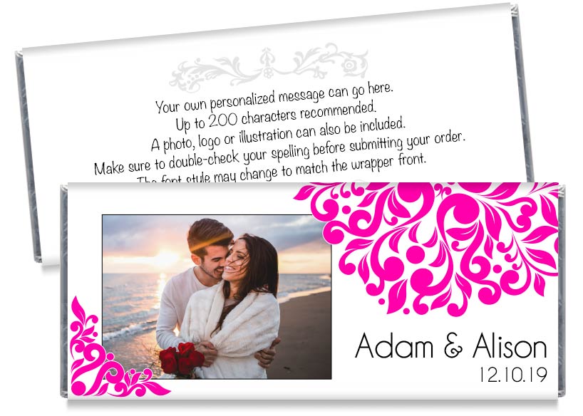 Pink Elegant Floral Photo Wedding Candy Bar Wrappers