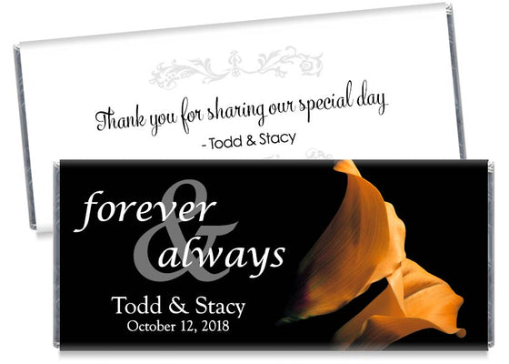 Forever and Always Orange Tulips Wedding Candy Bar Wrappers