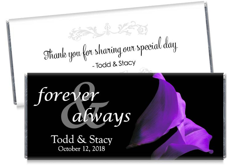Forever and Always Purple Tulips Wedding Candy Bar Wrappers