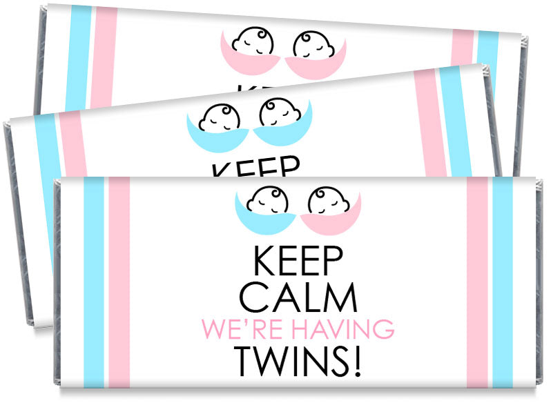 Keep Calm We're Having Twins Candy Bar Wrappers