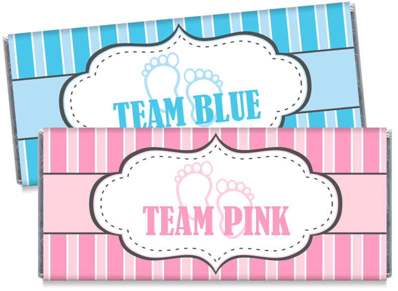 Team Pink Team Blue Stripes Gender Reveal Candy Bar Wrappers