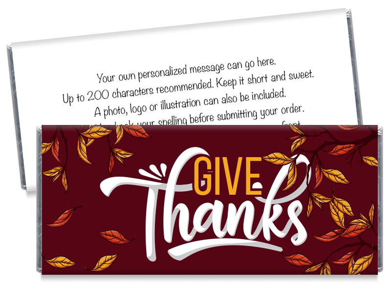 Give Thanks Thanksgiving Candy Bar Wrappers