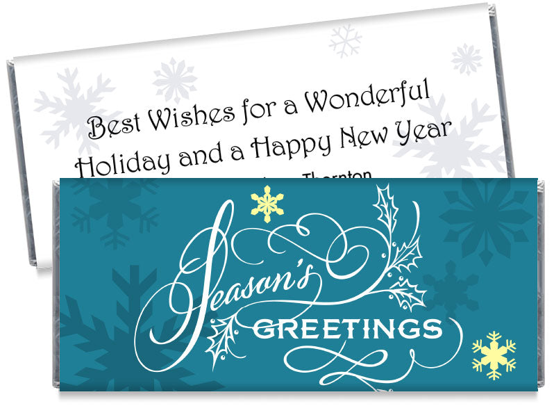 Blue Seasons Greetings Candy Bar Wrappers
