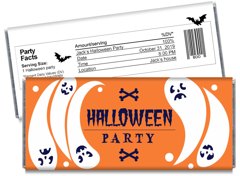 Flying Ghosts Halloween Candy Bar Wrappers
