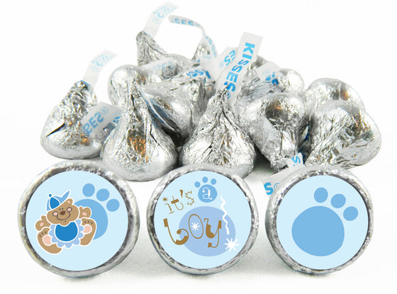 Teddy Bear Blue Baby Shower Labels for Hershey's Kisses