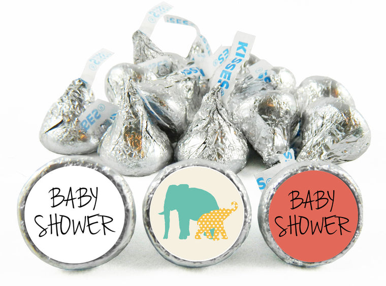 Safari Elephants Baby Shower Labels for Hershey's Kisses