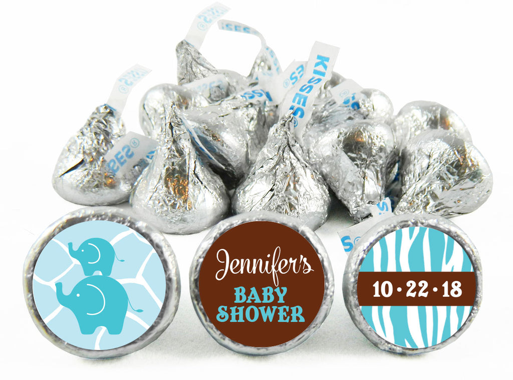 Jungle Elephants Baby Shower Labels for Hershey's Kisses