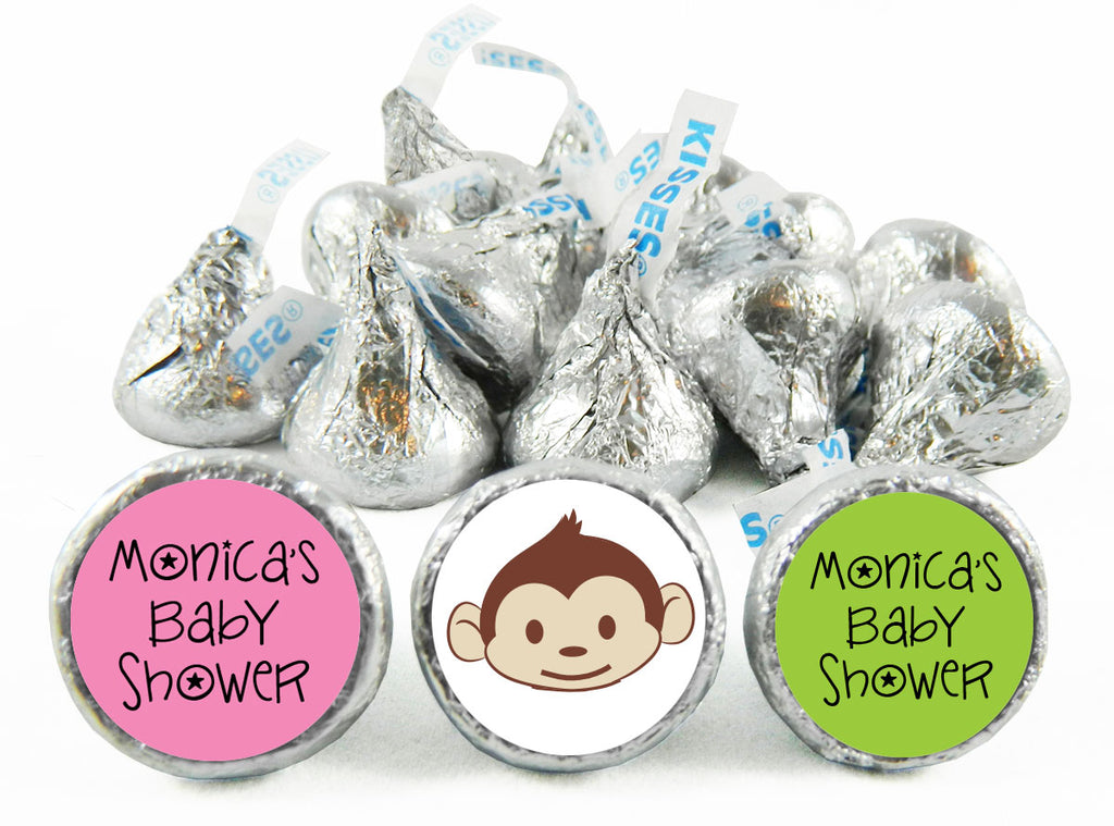 Mod Monkey Girl Baby Shower Labels for Hershey's Kisses