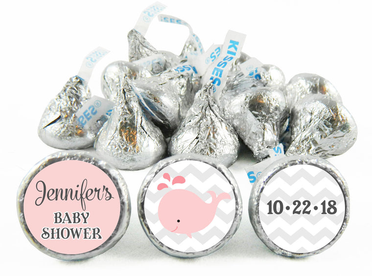 Whale Girl Baby Shower Labels for Hershey's Kisses