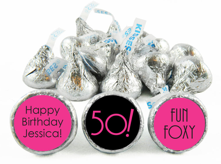 Fun and Foxy Adult Birthday Party Labels for Hershey's Kisses