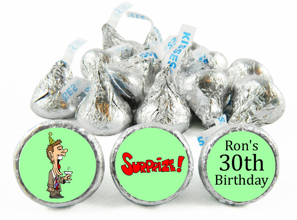Surprize! Adult Birthday Party Labels for Hershey's Kisses
