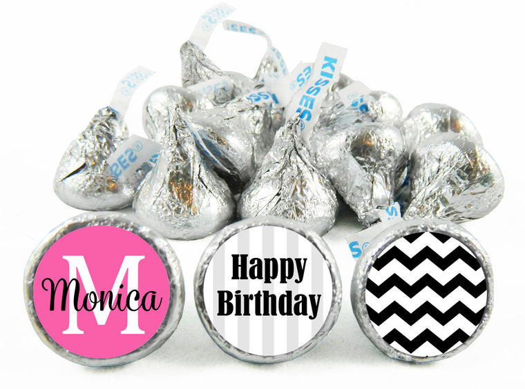 Monogram Adult Birthday Party Labels for Hershey's Kisses