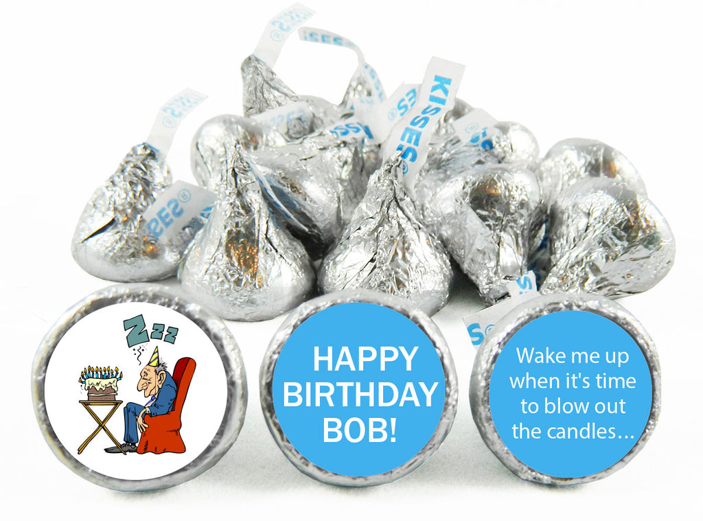 Old Man Sleeping Adult Birthday Party Labels for Hershey's Kisses