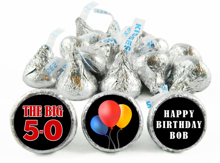 The Big 5-0 Adult Birthday Party Labels for Hershey's Kisses