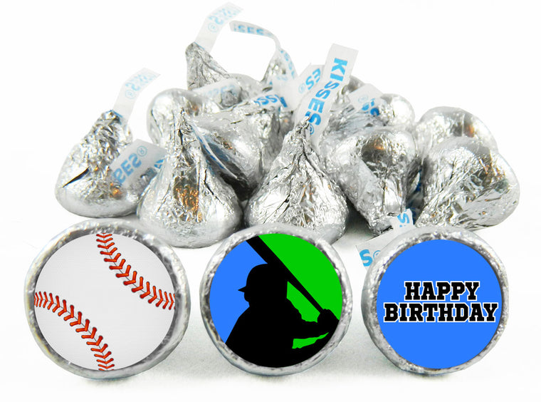 Silhouette Baseball Birthday Party Labels for Hershey's Kisses