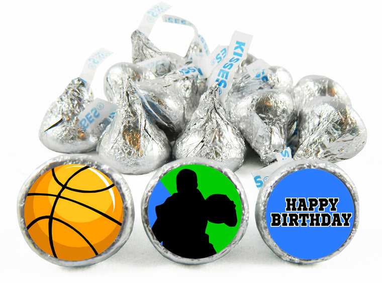 Silhouette Basketball Birthday Party Labels for Hershey's Kisses