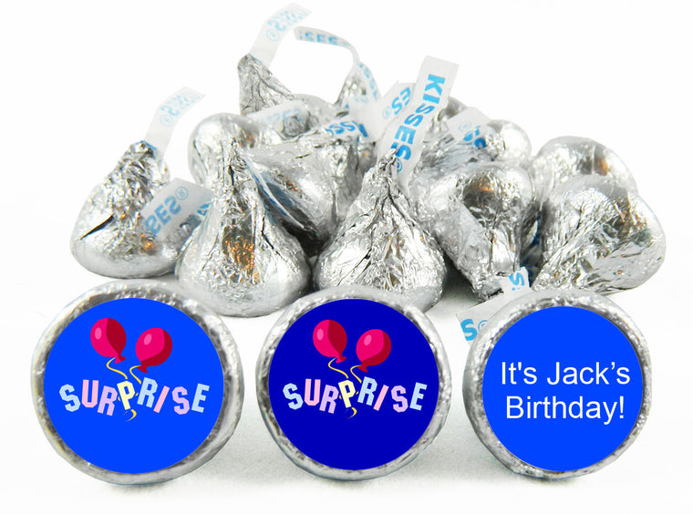 Surprise! Birthday Party Labels for Hershey's Kisses