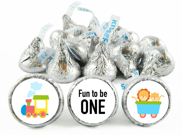 Fun to be One Train Birthday Party Labels for Hershey's Kisses